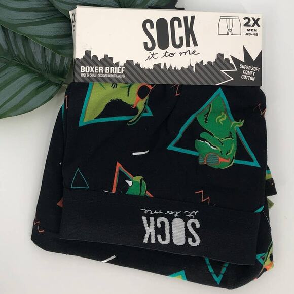 Sock It To Me Black Neon Jurassic Party Dinosaur 90s Design BoxerBrief Underwear - Picture 7 of 7